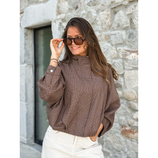 Veste à carreaux Alya - Chocolat/Beige
