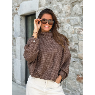 Veste à carreaux Alya - Chocolat/Beige