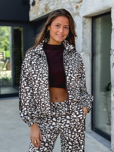 Veste à motifs léopard Kyra - Chocolat/Ecru Veste à motifs léopard Kyra - Chocolat/Ecru
