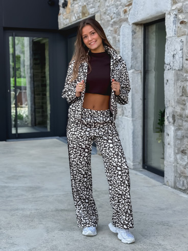 Veste à motifs léopard Kyra - Chocolat/Ecru