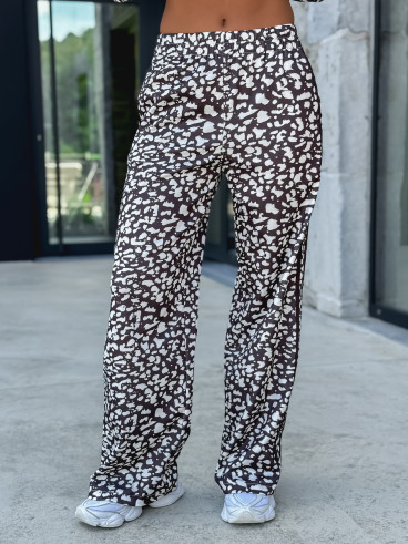 Pantalon à motifs léopard Kyra - Chocolat/Ecru