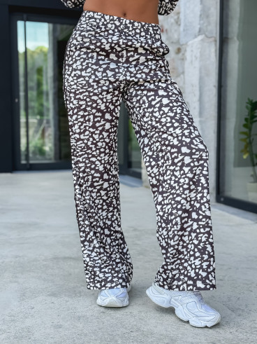 Pantalon à motifs léopard Kyra - Chocolat/Ecru