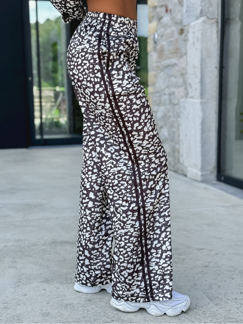 Pantalon à motifs léopard Kyra - Chocolat/Ecru