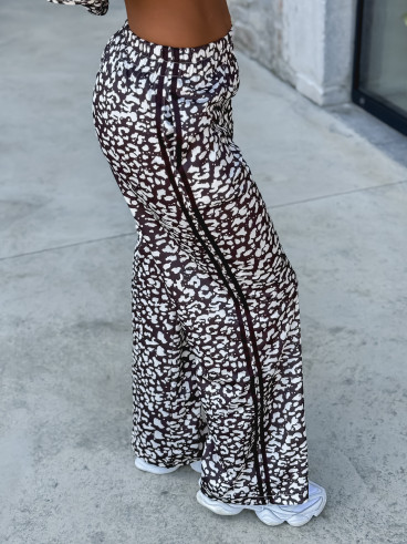 Pantalon à motifs léopard Kyra - Chocolat/Ecru