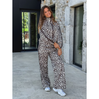 Pantalon à motifs léopard Kyra - Chocolat/Ecru