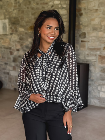 Chemisier à motifs Yelena - Noir/Beige