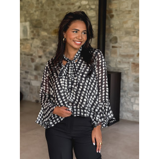 Chemisier à motifs Yelena - Noir/Beige