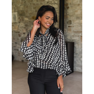 Chemisier à motifs Yelena - Noir/Beige