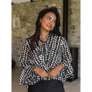 Chemisier à motifs Yelena - Noir/Beige