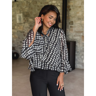 Chemisier à motifs Yelena - Noir/Beige
