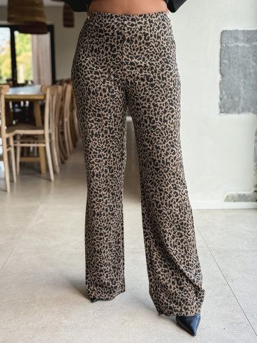 Pantalon léopard Naïma - Taupe/Noir