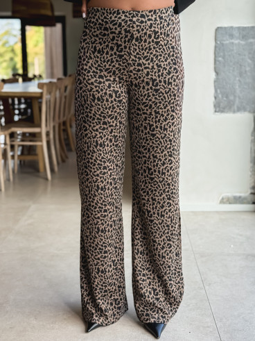 Pantalon léopard Naïma - Taupe/Noir