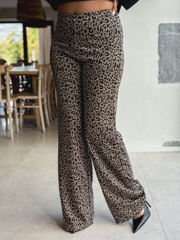 Pantalon léopard Naïma - Taupe/Noir
