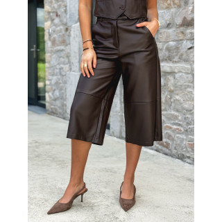 Pantacourt en simili cuir Elowene - Chocolat