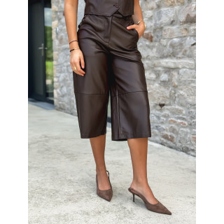 Pantacourt en simili cuir Elowene - Chocolat