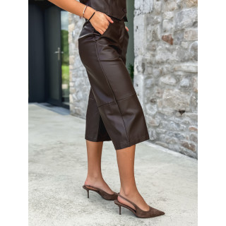 Pantacourt en simili cuir Elowene - Chocolat