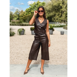 Gilet en simili cuir Elowene - Chocolat