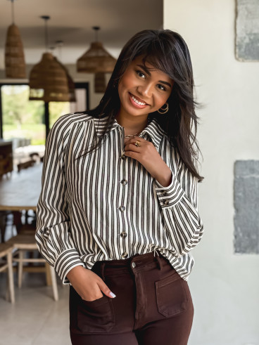 Chemise lignée Dorie - Chocolat Chemise lignée Dorie - Chocolat
