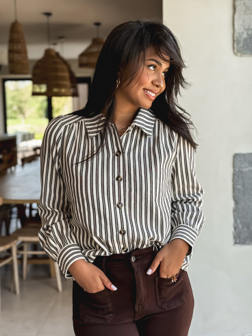 Chemise lignée Dorie - Chocolat Chemise lignée Dorie - Chocolat