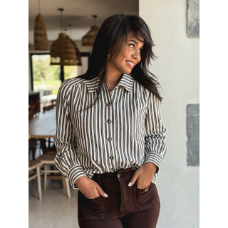 Chemise lignée Dorie - Chocolat