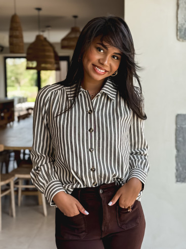 Chemise lignée Dorie - Chocolat Chemise lignée Dorie - Chocolat