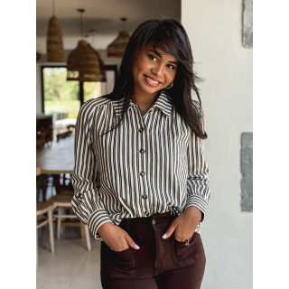 Chemise lignée Dorie - Chocolat