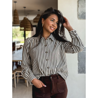 Chemise lignée Dorie - Chocolat