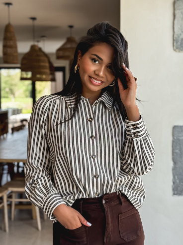 Chemise lignée Dorie - Chocolat Chemise lignée Dorie - Chocolat