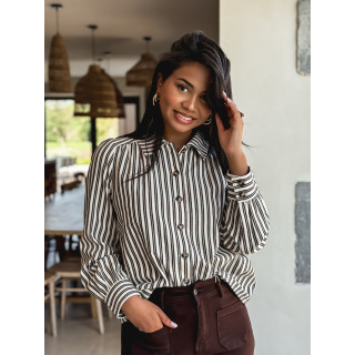 Chemise lignée Dorie - Chocolat