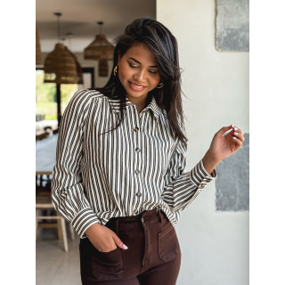 Chemise lignée Dorie - Chocolat
