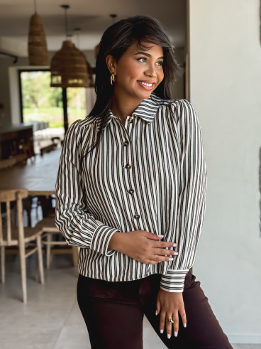 Chemise lignée Dorie - Chocolat Chemise lignée Dorie - Chocolat