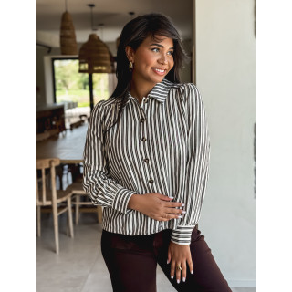 Chemise lignée Dorie - Chocolat