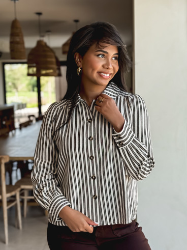 Chemise lignée Dorie - Chocolat Chemise lignée Dorie - Chocolat