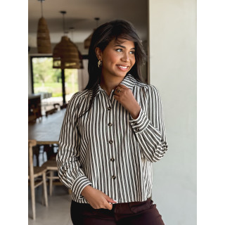Chemise lignée Dorie - Chocolat