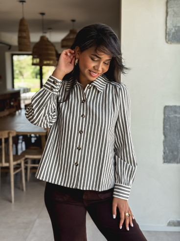 Chemise lignée Dorie - Chocolat Chemise lignée Dorie - Chocolat