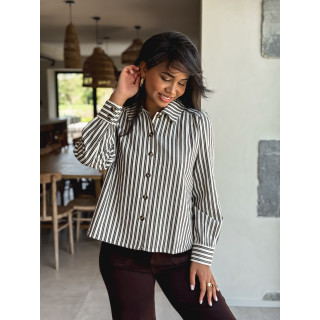 Chemise lignée Dorie - Chocolat