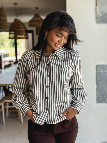 Chemise lignée Dorie - Chocolat Chemise lignée Dorie - Chocolat