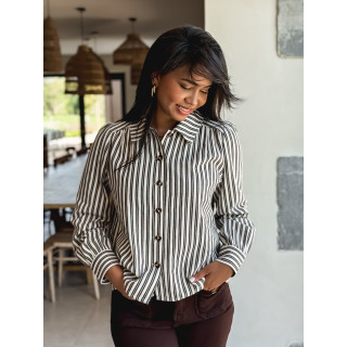 Chemise lignée Dorie - Chocolat