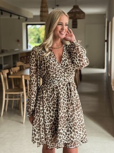 Robe courte léopard Malory - Taupe Robe courte léopard Malory - Taupe