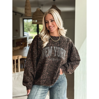 Pull léopard Jasmina - Chocolat