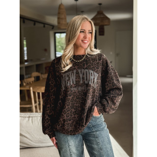 Pull léopard Jasmina - Chocolat