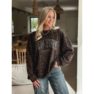 Pull léopard Jasmina - Chocolat