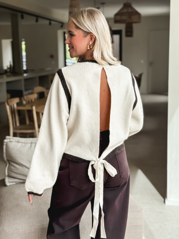 Pull Judie - Ecru/Chocolat Pull Judie - Ecru/Chocolat