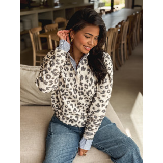 Pull à motifs léopard Déliane - Beige
