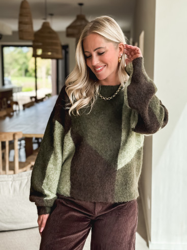 Pull Déloria - Kaki/Chocolat Pull Déloria - Kaki/Chocolat