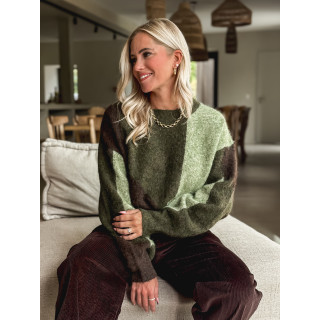 Pull Déloria - Kaki/Chocolat