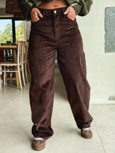 Pantalon en velours Isalina - Chocolat