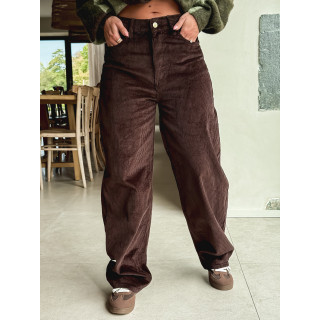 Pantalon en velours Isalina - Chocolat