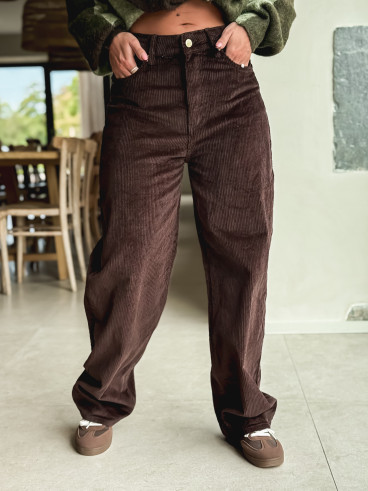 Pantalon en velours Isalina - Chocolat