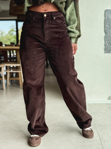 Pantalon en velours Isalina - Chocolat Pantalon en velours Isalina - Chocolat
